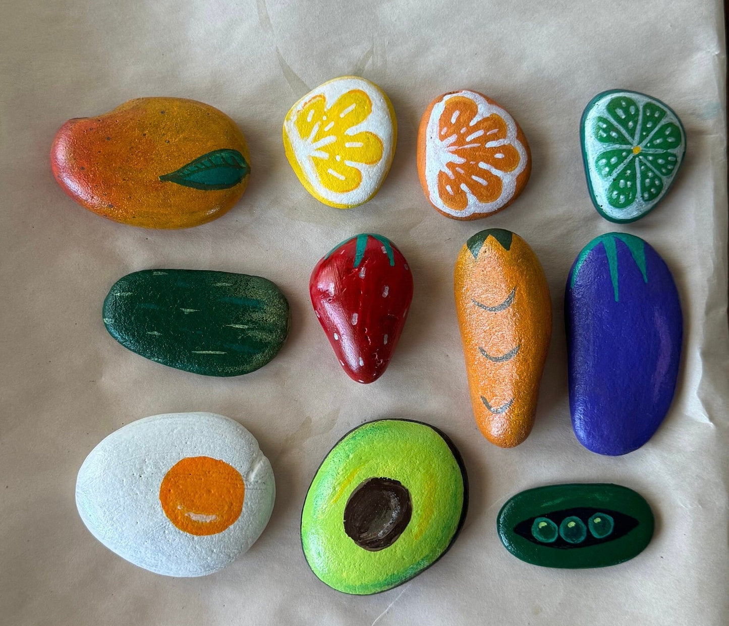 Mud Kitchen Food Painted Rocks