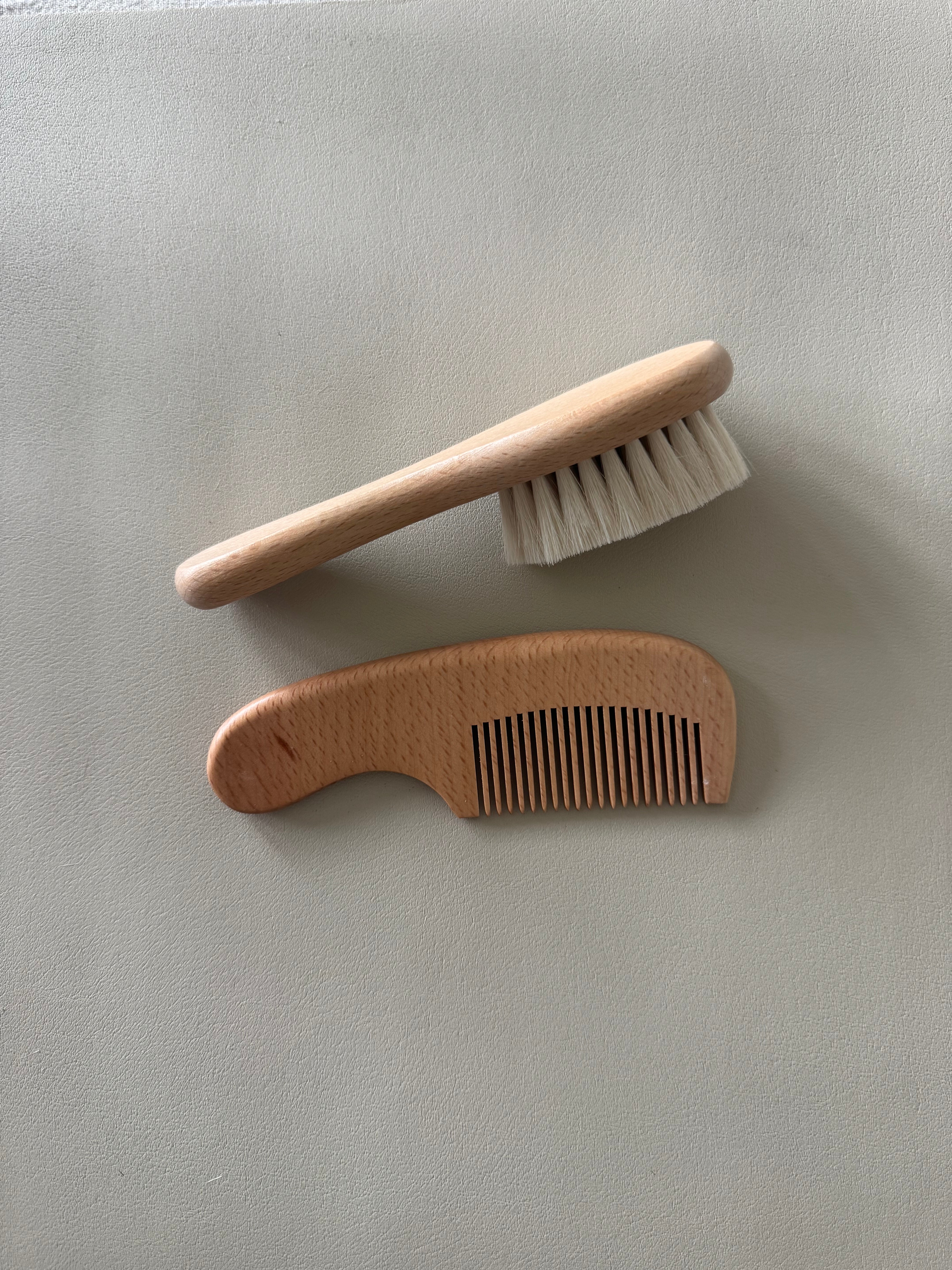 Wooden Hairbrush & Comb