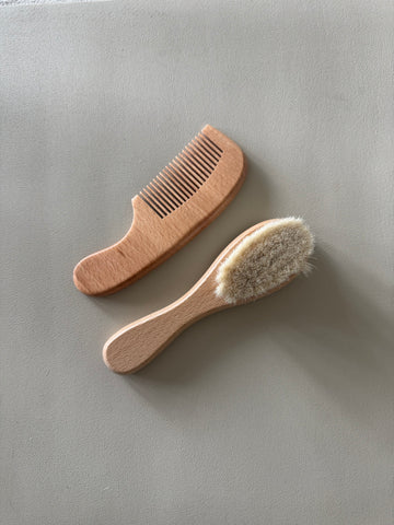 Wooden Hairbrush & Comb
