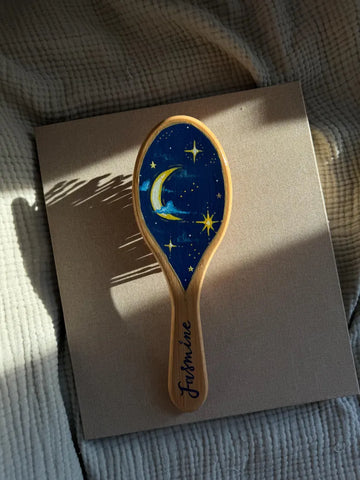 Moon & stars Design Adult Size Painted Hairbrush - Bridesmaid Proposal Gift - Best Friend Gift - Mother’s Day Gift