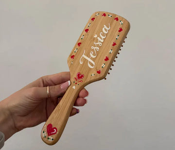 Hearts Design Adult Size Painted Hairbrush - Bridesmaid Proposal Gift - Best Friend Gift - Mother’s Day Gift