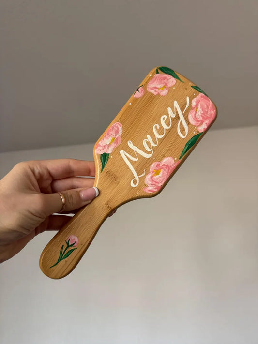 Birth month flower Design Adult Size Painted Hairbrush - Bridesmaid Proposal Gift - Best Friend Gift - Mother’s Day Gift