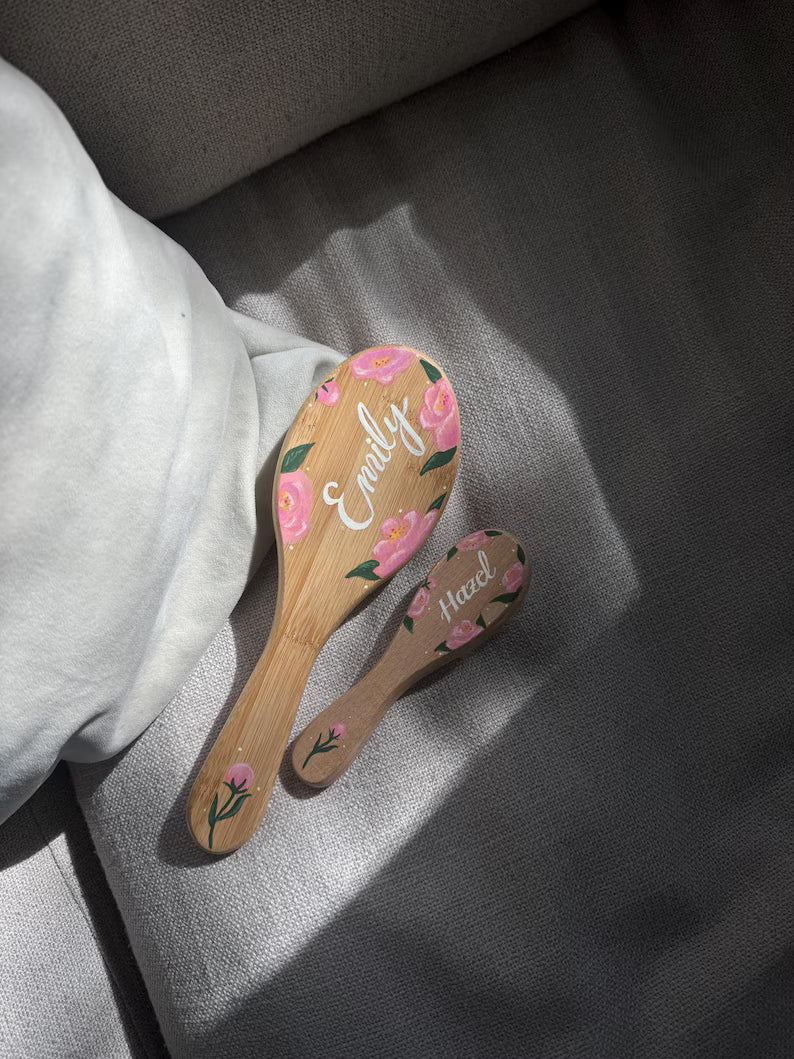 Peonies Mommy & Me Hairbrush Set