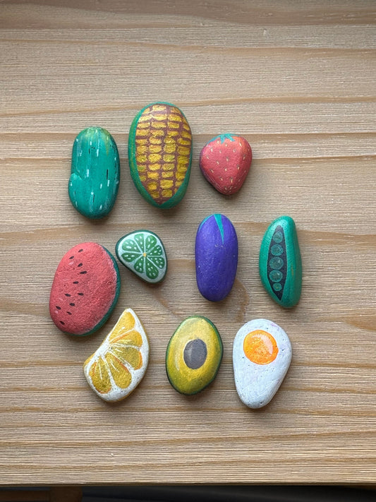 Mud Kitchen Food Painted Rocks