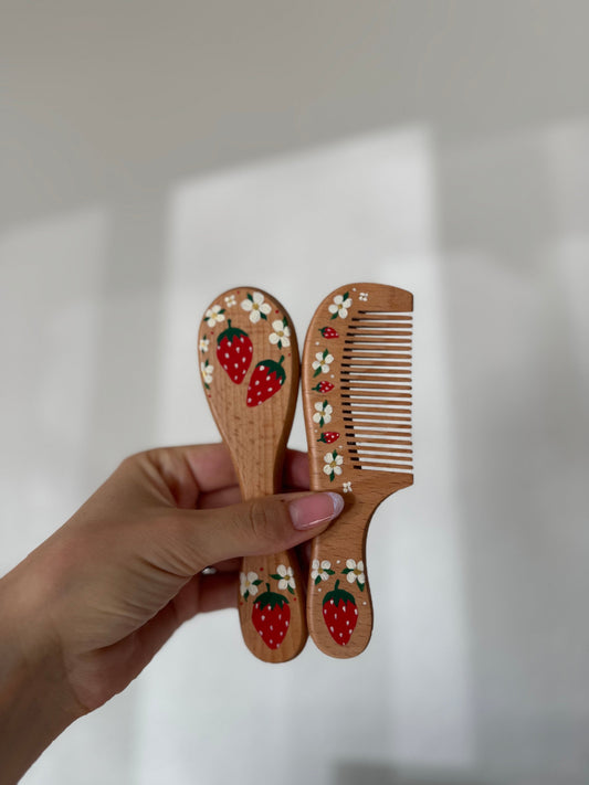 Nameless Baby Hairbrush + Comb, Hand-Painted