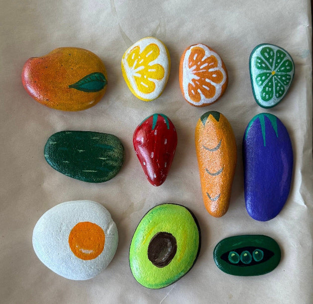 Mud Kitchen Food Painted Rocks