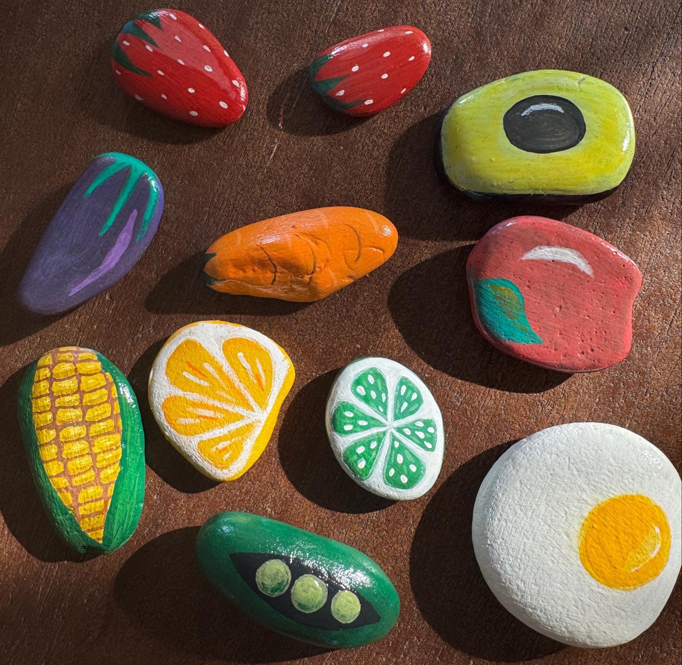 Mud Kitchen Food Painted Rocks